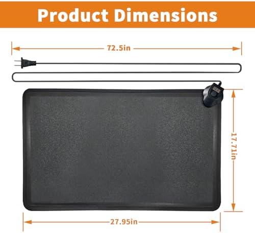 Anti Fatigue Mat - Warming Comfort & Durable Heated Standing Mat at Home, Kitchen, Office, Heating Standing All Day Non Slip Floor Mats for Winter - Easy to Clean, Waterproof - Black