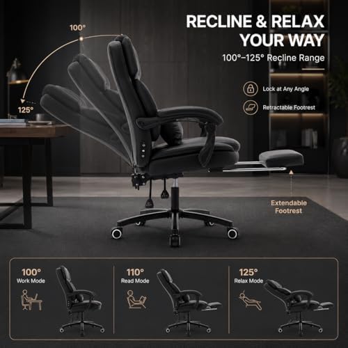 Big and Tall Massage Heat Office Chair for Executive Gaming People