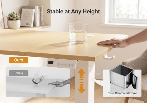 YDN Electric Standing Desk, 55x24 Inch, Nature