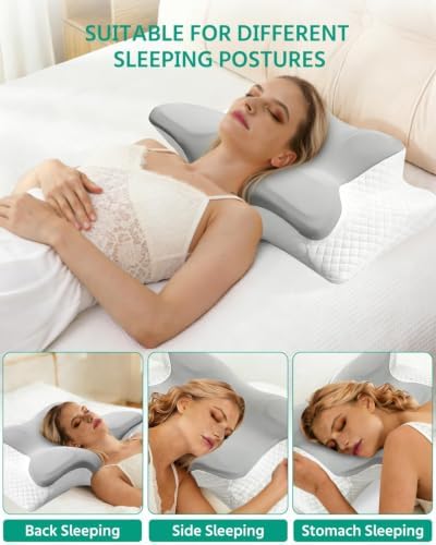 Adjustable Cervical Neck Pillow for Sleeping, Memory Foam Pillow for Back and Shoulder Pain Relief, Ergonomic Contour Side Sleeper Pillows for Neck Support with Armrest