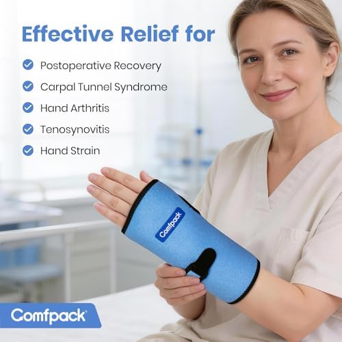 Comfpack Wrist Ice Pack Wrap for Carpal Tunnel Relief with 2 Gel Ice Packs