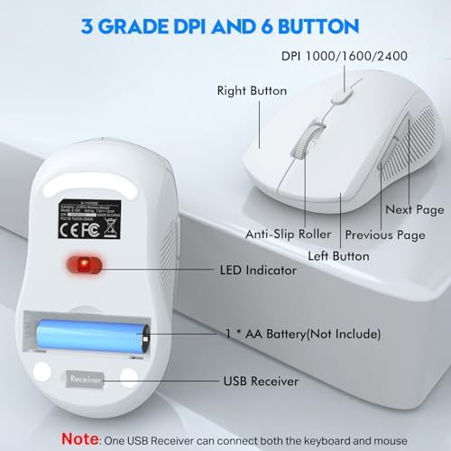 Wireless Keyboard and Mouse Combo, Full Size Ergonomic with Wrist Rest