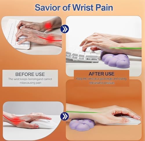 Cloud Wrist Rest Set for Keyboard & Mouse,Light Purple Colorful Star