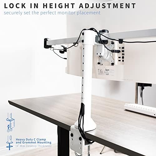 VIVO Triple Monitor 23 to 32 inch LED LCD Clamp-on Desk Mount, Heavy Duty Articulating VESA Computer Stand, Holds 3 Screens, Fully Adjustable for Home Office Workstation, White, STAND-V103W