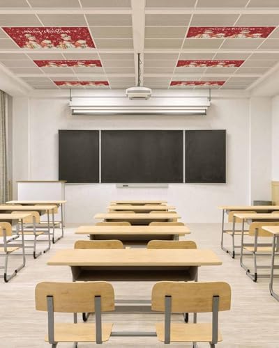 Red Christmas Magnetic Fluorescent Light Covers for Ceiling Lights 2 x 4 Feet,Country Snowflakes Snowman Bear Farmhouse Office Classroom Kitchen Drop Ceiling Light Covers Filters Shade Panel 3 Packs