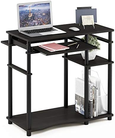 Furinno Abbott 31.5 Inch Desk with Keyboard Tray, Black Espresso