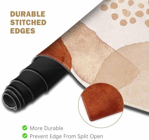 ToLuLu Extended Gaming Mouse Pad, Memory Foam Ergonomic Keyboard Mouse Wrist Rest Support Set, Large Desk Mat with Stitched Edges, Non-Slip Base Mousepad for Home Office and Game, Brown Boho Art