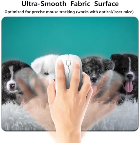 9.5x7.9 Inch Office/Gaming Mouse Pad, Lovely Fluffy Puppies Group Adorable Dogs Pets, Cute Anti-Slip Mat for Desk Decor