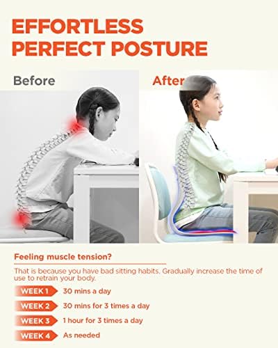 curble Comfy, Ergonomic Chair Back Support, Small and Flexible Posture Corrector for Child and Preteen, Perfect for Yoga, Meditation, School, Desk, Floor Seat (Red)