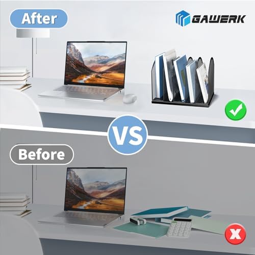 Gawerk 5-Section Vertical Desktop Organizer, 5-Section Mesh File Folder Stand Sorter for Office Home Classroom Organization