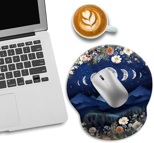 Funny Ergonomic Mouse Pad with Gel Wrist Rest, Moon Mountain