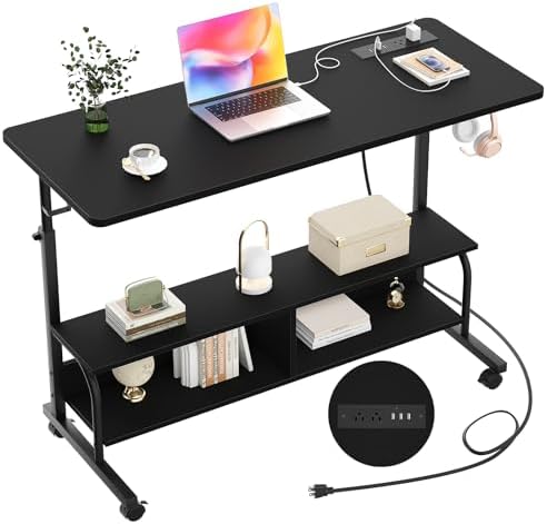 Armocity 47" Rolling Standing Desk with Charging Station for Couch Bed