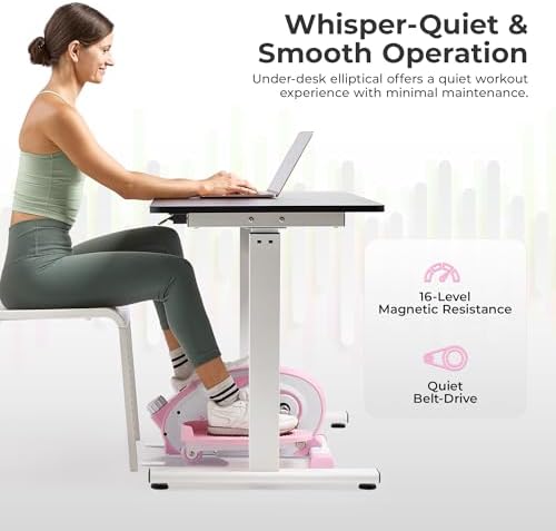 Sunny Health & Fitness Under Desk Pedal Elliptical Machine, Adjustable Resistance Leg Exerciser Office Home Workout While Sitting for Seniors