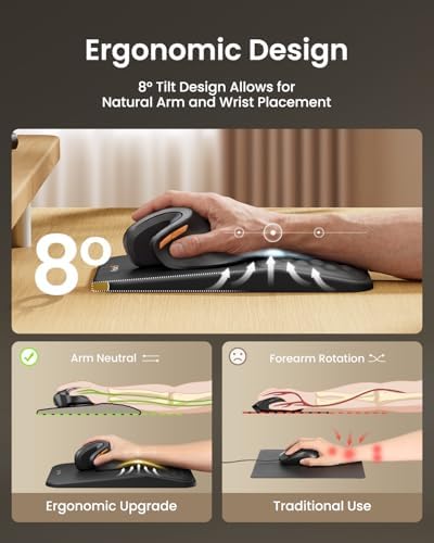 ProtoArc MP50 Ergonomic Mouse Pad with Wrist Rest, PU Leather, Black