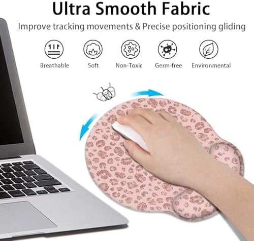 Britimes Ergonomic Mouse Pad with Wrist Support, Leopard Rose