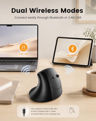INPHIC X9 Pro Ergonomic Wireless Mouse 12800DPI Rechargeable Vertical Mouse
