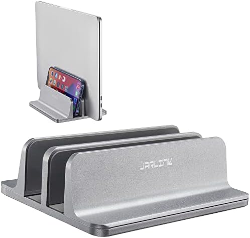 JARLINK Double Vertical Laptop Stand, Adjustable Aluminum Desk Dock, Black