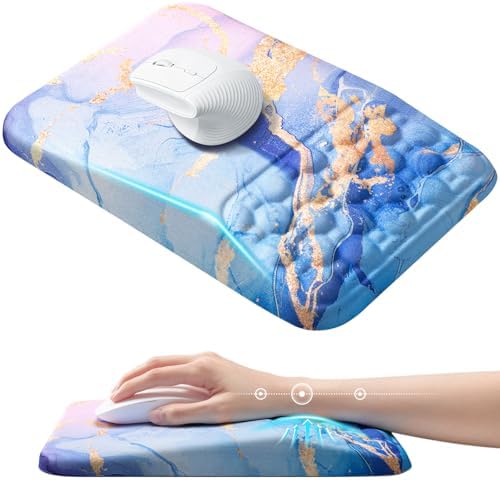 Ospelelf Mouse Pad with Wrist Rest Ergonomic Comfortable Pain Relief Mousepad Wrist Support for Computer Blue Marble