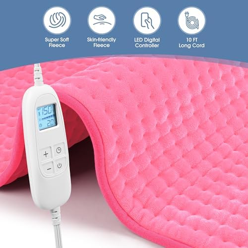 FluffyWarmth Electric Heating Pad for Back, Extra Large 17"x33", Ultra Soft