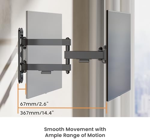 PL-443 Landscape to Portrait Vertical Rotation Full Motion TV Monitor Wall Mount Bracket Articulating Arms Swivel Tilt for Most 13" to 55" Flat Screen TV | Max VESA 400x400mm Up to 44lbs