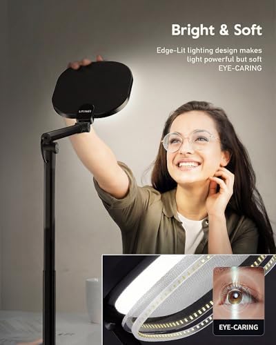 LitONES Tall LED Desk Lamps Home Office, Edge-Lit Eye-Care, 50 Light Modes