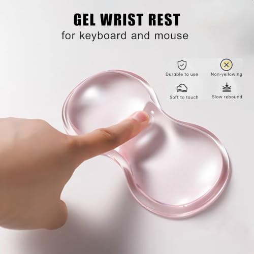 Mouse Pad with Wrist Rest, Soft Cloud Gel Keyboard Mouse Pad Set with Hand Wrist Support, Cute Non Slip Office Desk Accessories for Comfort/Pain Relief/Computer/Laptop (Pink Wave)