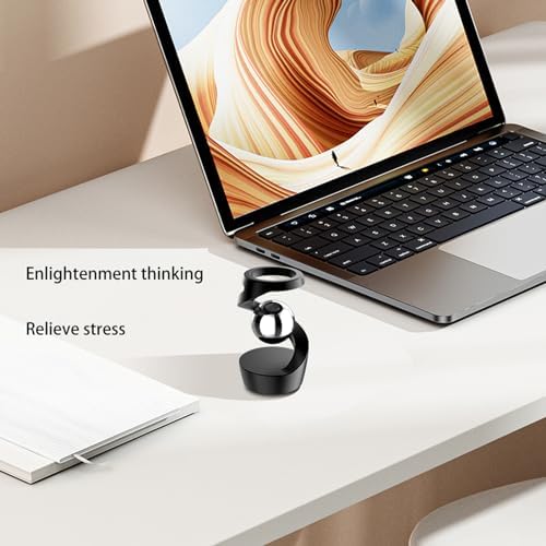 Silent Dual Bearing Levitating Gyroscope Kinetic Desk Toy, Aluminum Alloy Mechanical Fidget Spinner, Anti-Anxiety Desktop Ornament Decor Gift for Office Adults ADHD(Silver-Silver Ball)