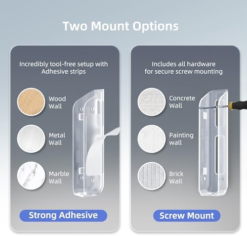 ELETIUO Clear Wall & Under Desk Laptop Mount Holder–Adhesive & Screw in,1.02"/ 26 mm,Anti-Scratch Pads,Universal for MacBooks,Surface,Keyboards,Tablets,Switch &More