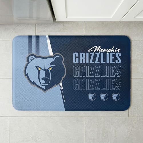 Northwest NBA Memphis Grizzlies Embossed Anti-Fatigue Mat, Cushioned Kitchen Floor Rug, Non-Slip PVC Standing Comfort, 18 x 30 in