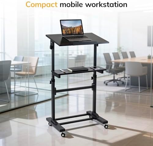 Mount-It! Rolling Podium Stand, Height Adjustable Lectern for Classroom