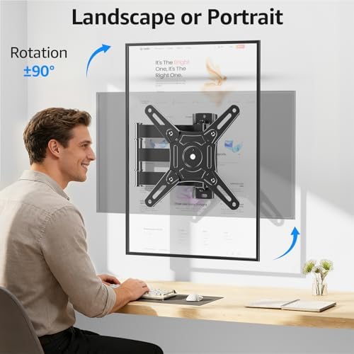 MOUNTUP Full Motion TV Wall Mount for Most 14-42 Inch LED LCD Flat Screen TVs & Monitors, Swivel Tilt Extension Rotation Wall Mount TV Bracket with Articulating Arm, Max VESA 200x200mm, up to 44 lbs