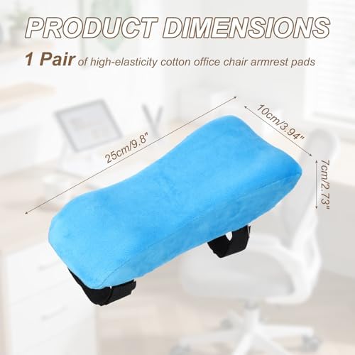 PATIKIL Office Chair Arm Pads, 1 Pair Office Chair Arm Cover Soft Office Chair Armrest Pads Elastic Memory Foam Cotton Removable Washable for Desk Computer Gaming, 25x10x7cm, Blue