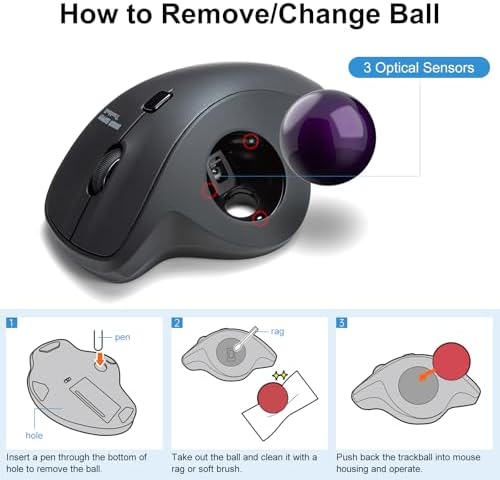 SANWA 40mm/1.57in Trackball, Replacement Ball GMATB39, GMAWTB40, GMABTTB41, Kensington Orbit Fusion, and Other Compatible Trackball Mice, Glossy Purple