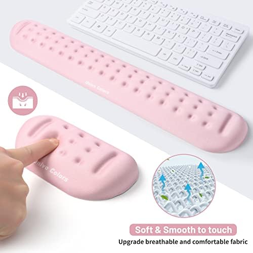 UnivoColors Pink Keyboard Wrist Support and Mouse Wrist Rest Set, Made of Memory Foam Soft Gel, Ergonomic Pad for Computer, Laptop, Mouse, Office, Gaming