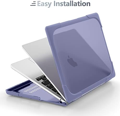 Batianda Heavy Duty Case for MacBook Air 13.6 inch with Stand,Lavender Grey
