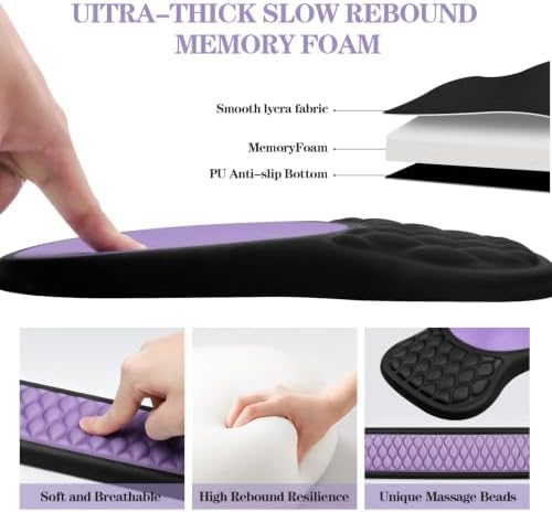 Wrist Rest for Computer Keyboard and Mouse Pad Set with Massage Design