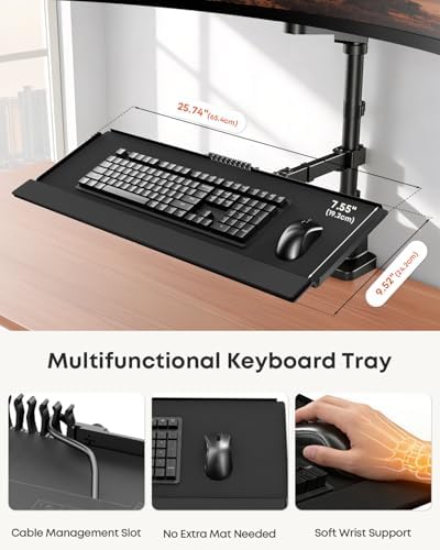 Heavy-Duty Monitor Arm with Keyboard Tray for 49" Screen,Hold up to 44.4lbs