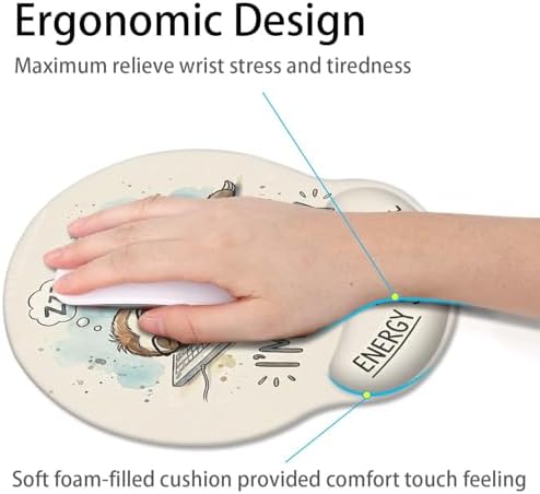 Britimes Ergonomic Mouse Pad with Wrist Support, Sloth Kawaii