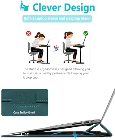 HYZUO 15-16 Inch Laptop Case Bag Sleeve with Stand, Dark Green