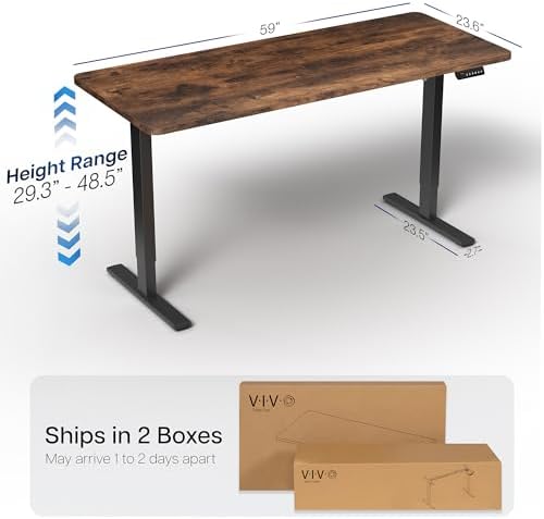 VIVO Rustic Vintage Brown 60 x 24 in Standing Desk, DESK-KIT-1B6N