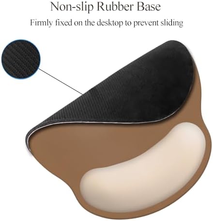 Wrist Rest Support Mouse Pad,Ergonomic Memory Foam Mouse Mat 9x10in Non-Slip Rubber Base Pain Relief Mousepad for Computer, Laptop(Chocolate Beige Foam)