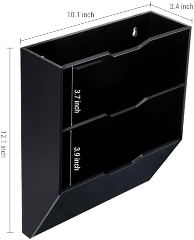MyGift Wall Mounted 3 Tier Black Acrylic Letter Rack Mail Organizer, Office and Entryway Bills Postcards Brochure Holder Vertical Storage Rack
