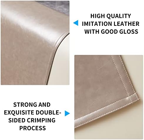Non Slip Recliner Headrest Protector Washable Faux Leather Headrest Covers for Recliner Chair Waterproof Couch Head Rest Covers for Sofa,Furniture,Office Chair,Theater Seat (Taupe)