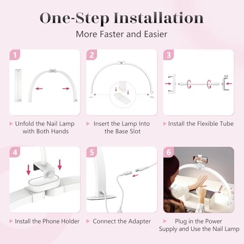 Yokilly Half Moon Light for Nail Desk: 23" Foldable Nail Light for Desk