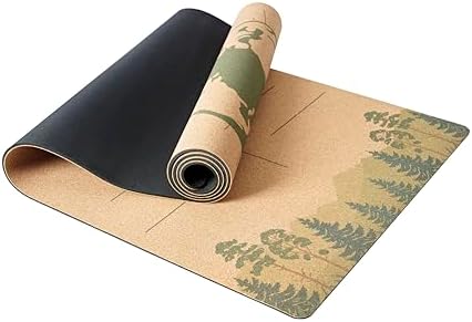 Cork Yoga Mat with Natural Rubber Base, Extra Size, Thickness and Support, Excellent Cushion & Grip, Non-Slip, Non-Toxic, Sweat-Resistant, Sustainable, Eco-friendly Exercise Mat