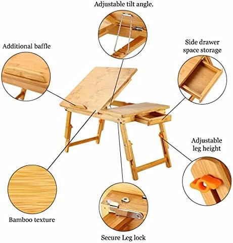 Nnewvante Bamboo Bed Tray with Tilting Top, Drawer 23.6 x 15.8in