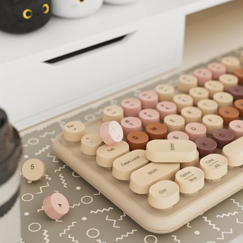Colorful Wireless Keyboard and Mouse Combo Milk Tea Colorful