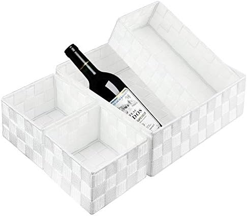 Posprica Woven Storage Box Cube Basket Bin Container Tote Organizer Divider for Drawer,Closet,Shelf, Dresser (White)