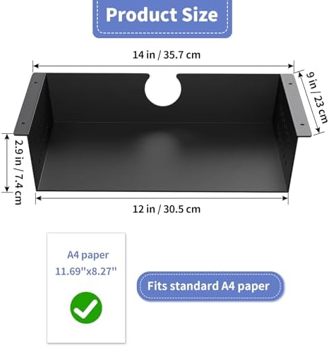 MOLIGOU Under Desk Storage Shelf, Under Desk Tray with Felt Liner, Screw Mount Under Table Hidden Storage for Home Office, Kitchen Cabinet