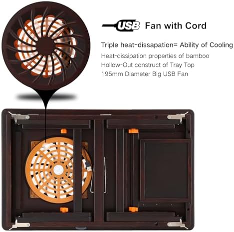 Nnewvante Laptop Desk with Fan 7 Angles & 4 Heights Adjustable,Black Walnut